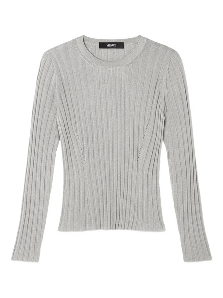  Versace Ribbed Crew-neck Sweater - Grey 