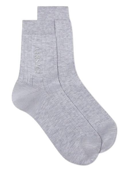  Versace Ribbed Logo Socks - Grey 