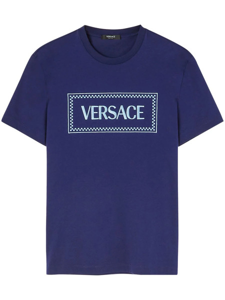  Versace 90s Logo Embroidered T-shirt - Blue 