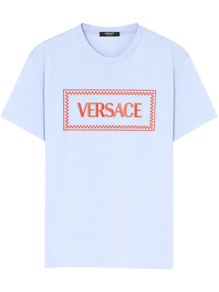 Versace 90s Logo Embroidered T-shirt - Blue 