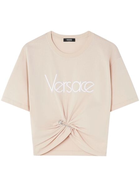  Versace Safety Pin Cropped T-shirt - Neutrals 