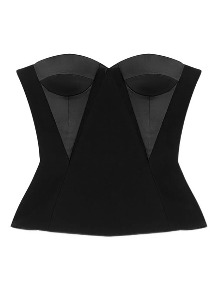  Versace Satin-panelled Bustier Top - Black 