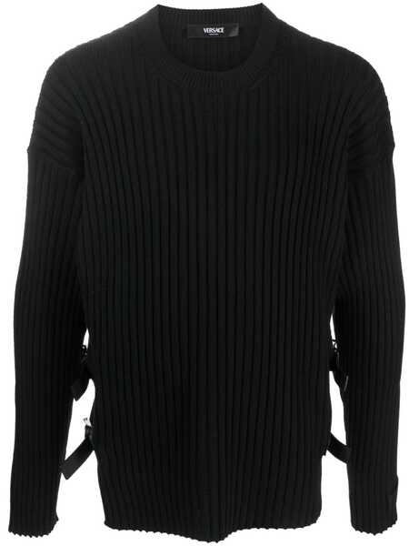  Versace Side-slit Ribbed Jumper - Black 