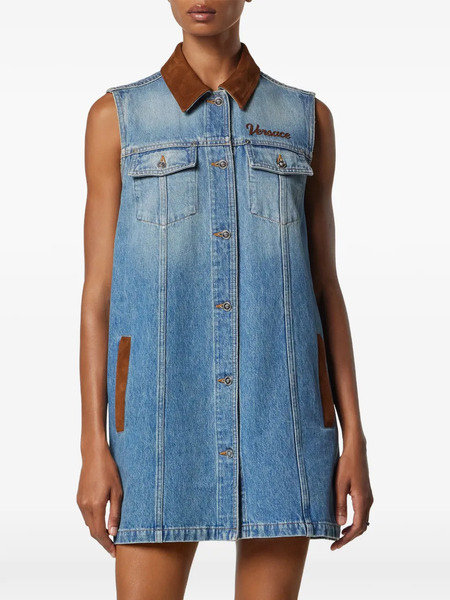  Versace Sleeveless Buttoned Mini Dress - Blue 