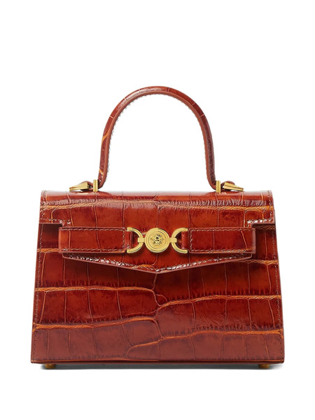  Versace Small Croc-effect Tote Bag - Brown 