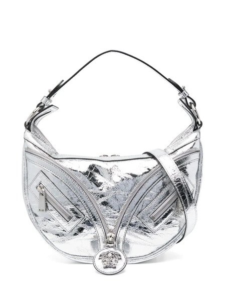  Versace Small Repeat Metallic-effect Shoulder Bag - Silver 