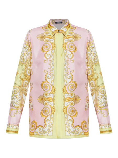  Versace Spring Barocco-print Shirt - Pink 