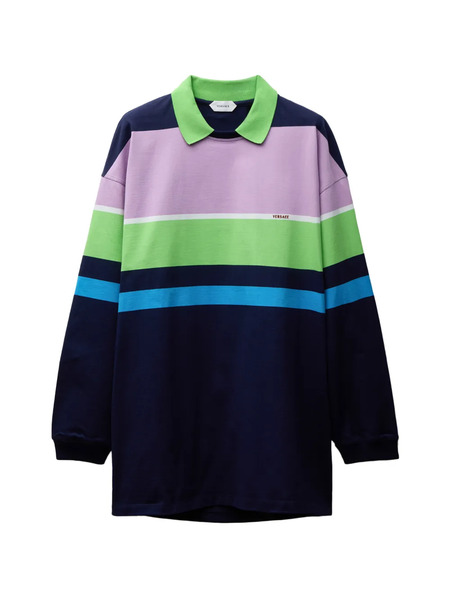  Versace Striped Collared Sweatshirt - Blue 