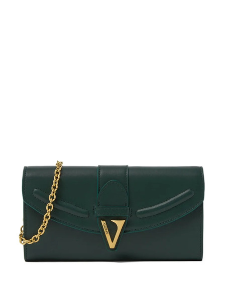  Versace V-logo Leather Wallet - Green 