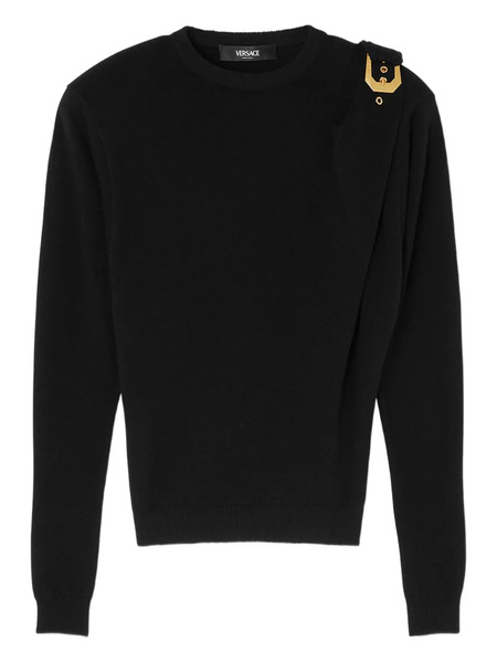  Versace Wool Buckle Sweater - Black 
