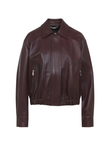  Versace Zipped Leather Jacket - Brown 