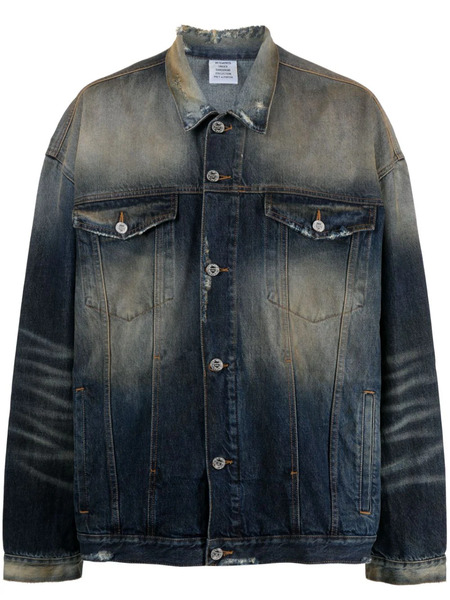  Vetements Distressed-effect Stonewashed Denim Jacket - Blue 