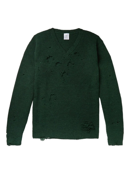  Vetements Distressed-effect Wool Sweater - Green 