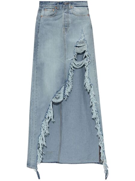  Vetements Draped Denim Skirt - Blue 