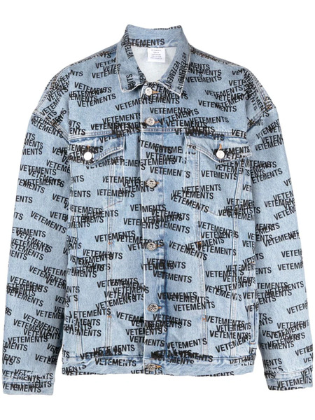  Vetements Logo-print Denim Jacket - Blue 