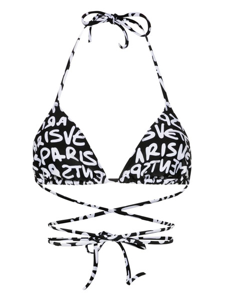  Vetements Logo-print Triangle Bikini Top - Black 