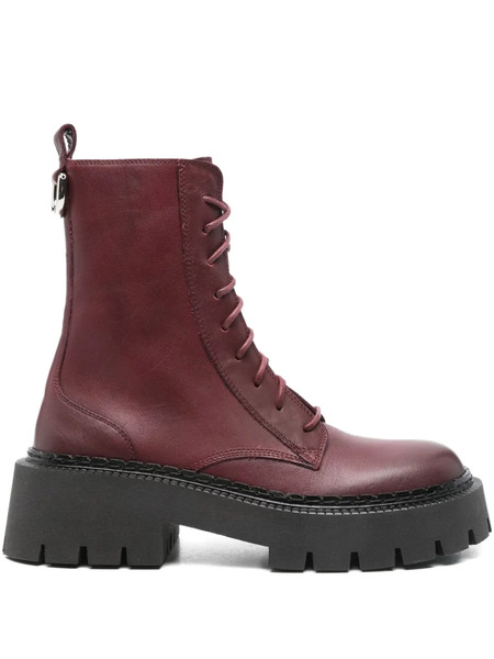  Vic Matie Leather Platform Boots - Purple 