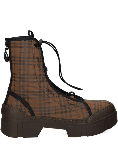  Vic Matie Plaid-pattern Lace-up Boots - Brown 