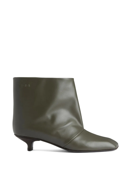  Vicini Square-toe Leather Ankle Boots - Green 