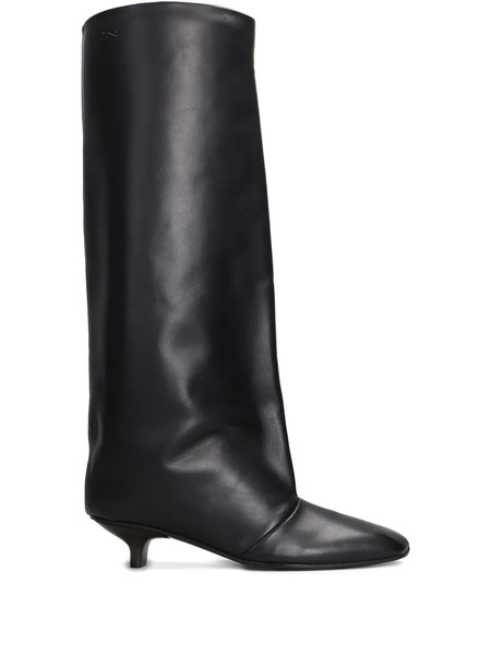  Vicini Square-toe Leather Boots - Black 