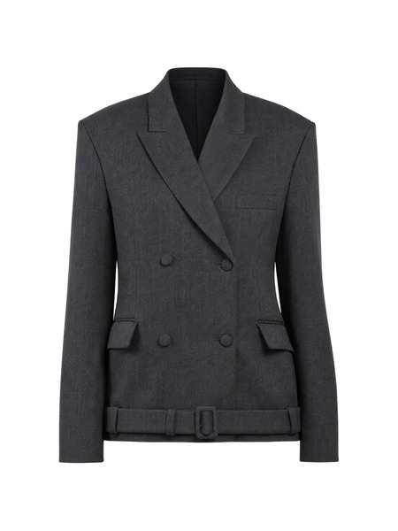  Vicolo Double-breasted Belted Blazer - Grey 