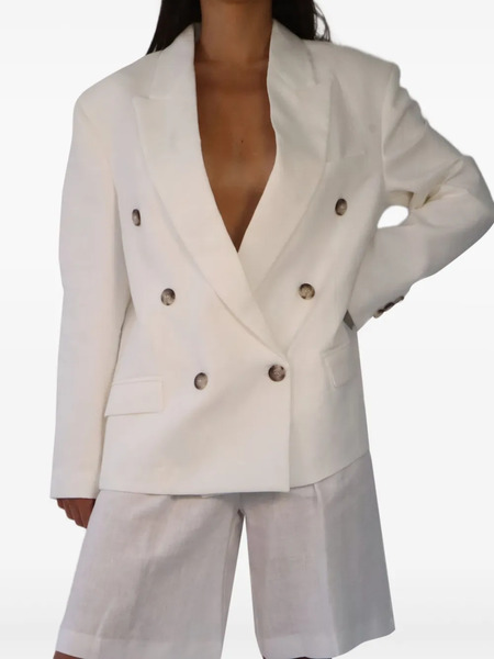  Vicolo Double-breasted Button Blazer - White 