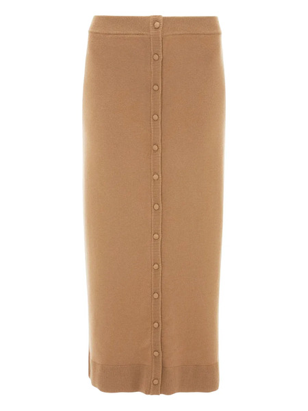  Victoria Beckham Button Detail Midi Skirt - Brown 