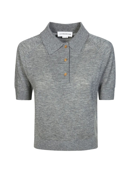  Victoria Beckham Button Polo Top - Grey 