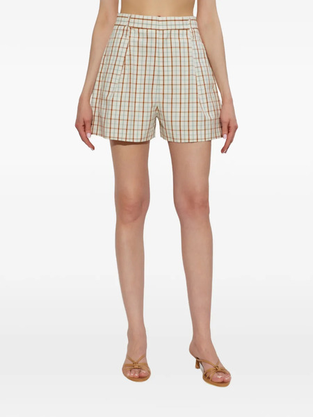  Victoria Beckham Check-pattern Pleated Shorts - White 