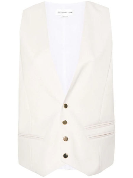  Victoria Beckham V-neck Buttoned Waistcoat - Neutrals 