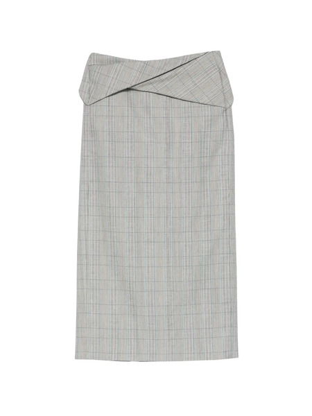  Victoria Beckham Wrap-effect Checked Skirt - Grey 