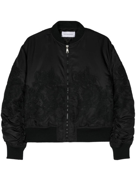  Viktor & Rolf Floral-lace Bomber Jacket - Black 