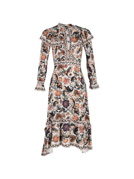  Vilshenko Floral-print Midi Dress - Neutrals 