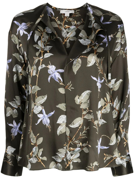 Vince Bellflower Silk Blouse - Green 