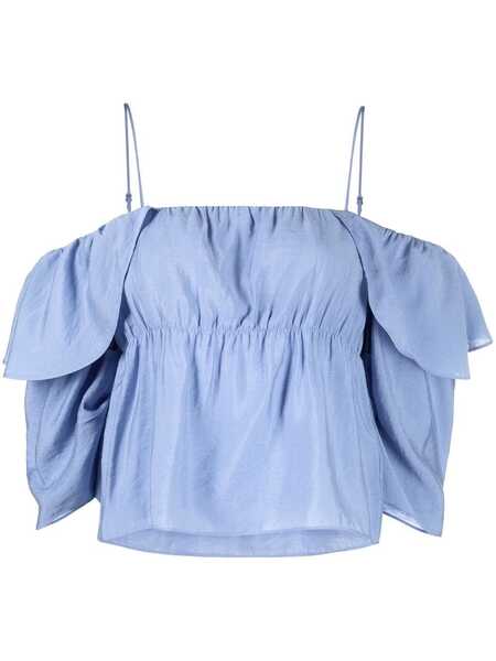  Vince Cold-shoulder Ruffle Blouse - Blue 