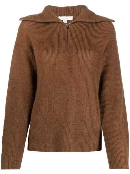  Vince Half-zip Pullover Jumper - Brown 