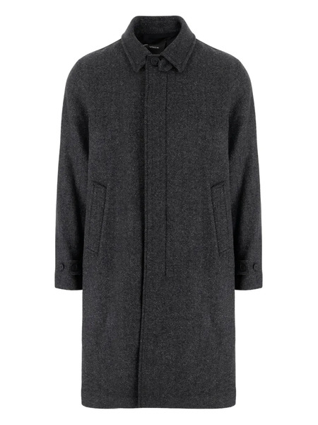 Vince Herringbone Wool Coat - Grey 