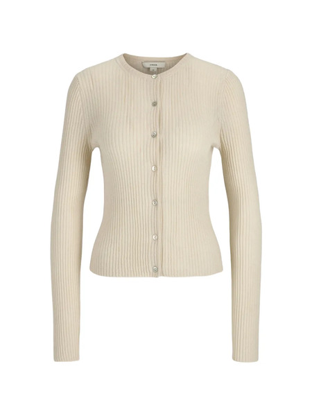  Vince Ribbed Buttoned Cardigan - Neutrals 
