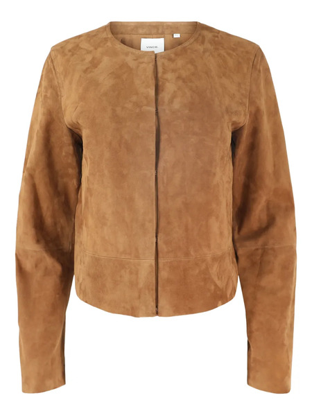  Vince Suede Collarless Jacket - Brown 