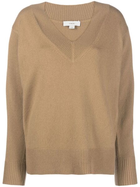  Vince V-neck Draped-sleeve Jumper - Neutrals 