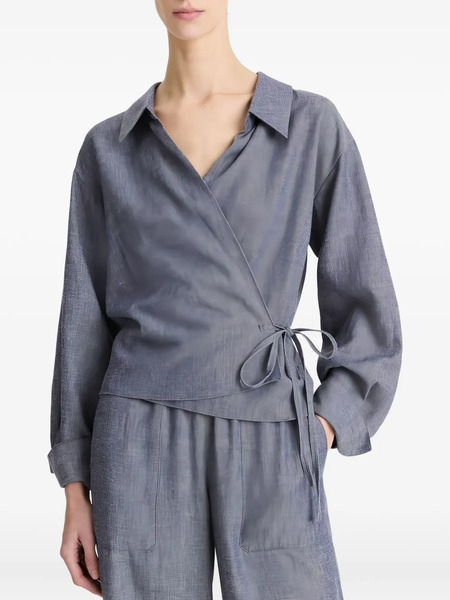 Vince Wrap-effect Collared Top - Blue 