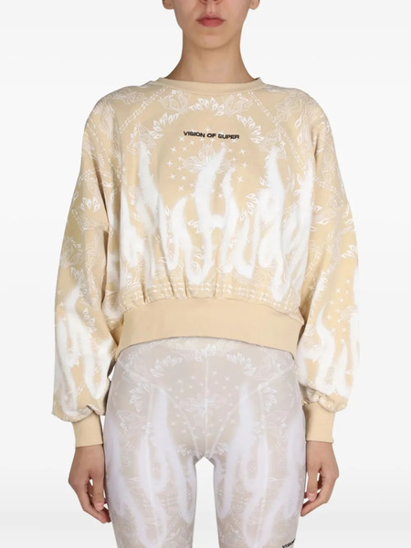  Vision Of Super Flame-print Sweatshirt - Neutrals 
