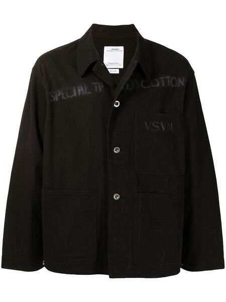  Visvim Logo-print Crinkle-effect Shirt Jacket - Brown 
