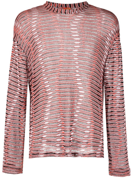  Vitelli Open-knit Striped Sweatshirt - Orange 