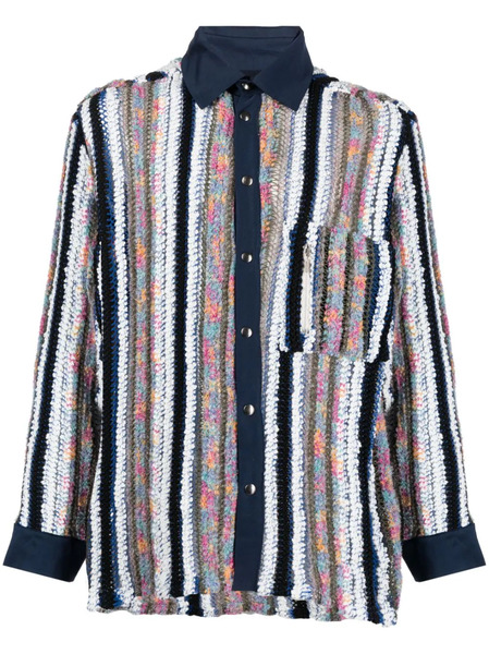  Vitelli Striped Knit-panel Shirt - Blue 
