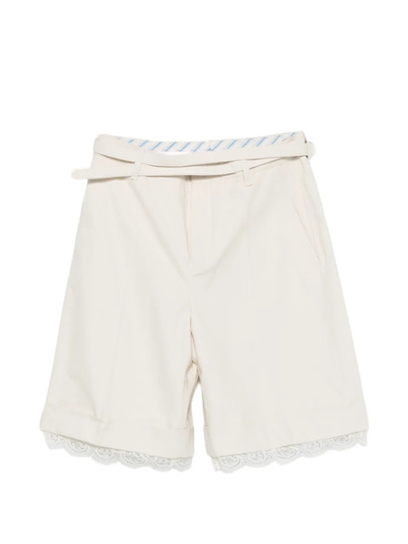  Vivetta Belted Lace Shorts - Neutrals 