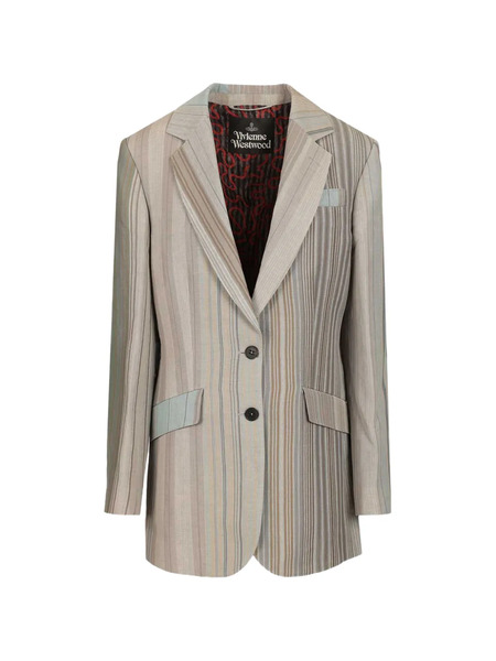  Vivienne Westwood Striped Buttoned Jacket - Neutrals 