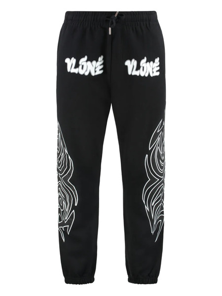  Vlone Graphic-print Elasticated-cuff Sweatpants - Black 