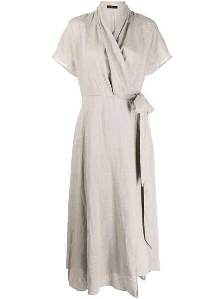  Voz Butterfly Linen Wrap Dress - Grey 