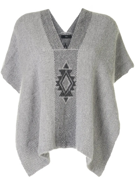  Voz Estrella Knitted Poncho - Grey 